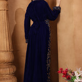 Back of Zahra Black Velvet Embroidered Gown