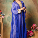 Side of Zainab Blue Inner Jacket Caftan With Lace Work