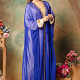 Side of Zainab Blue Inner Jacket Caftan With Lace Work